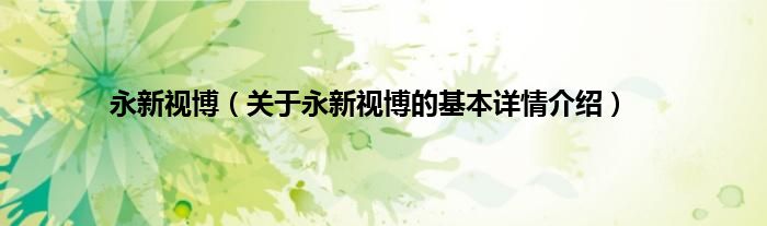 永新视博（关于永新视博的基本详情介绍）