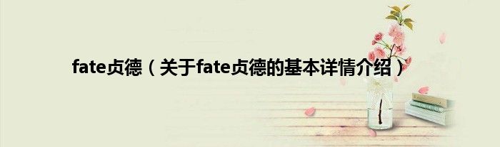 fate贞德（关于fate贞德的基本详情介绍）