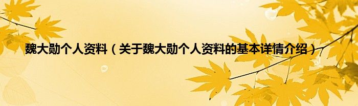 魏大勋个人资料（关于魏大勋个人资料的基本详情介绍）
