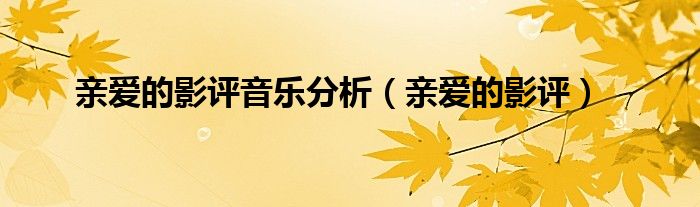 亲爱的影评音乐分析（亲爱的影评）