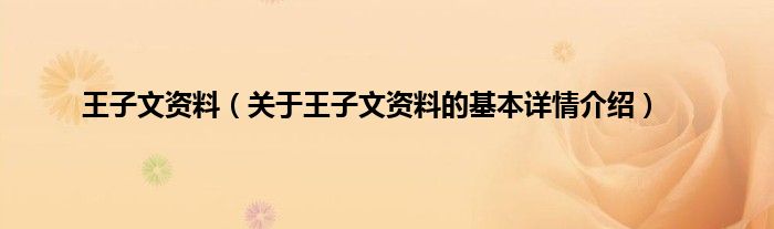 王子文资料（关于王子文资料的基本详情介绍）