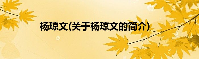 杨琼文(关于杨琼文的简介)