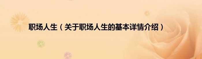 职场人生（关于职场人生的基本详情介绍）