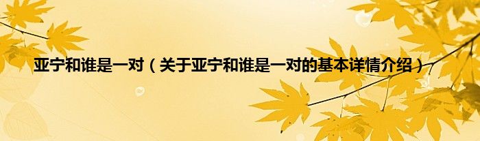 亚宁和谁是一对（关于亚宁和谁是一对的基本详情介绍）