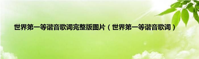 世界第一等谐音歌词完整版图片（世界第一等谐音歌词）