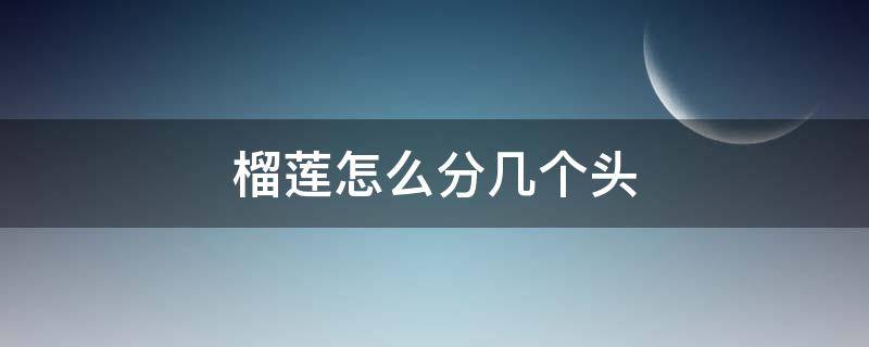 榴莲怎么分几个头