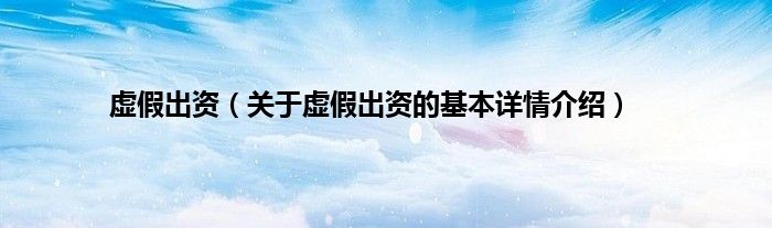 虚假出资（关于虚假出资的基本详情介绍）
