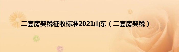 二套房契税征收标准2021山东（二套房契税）
