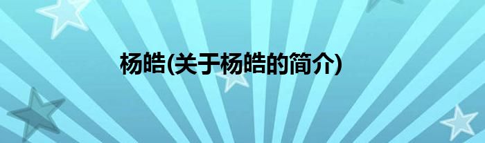 杨皓(关于杨皓的简介)