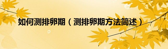 如何测排卵期（测排卵期方法简述）