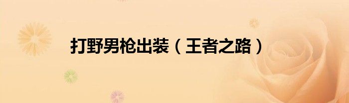 打野男枪出装（王者之路）