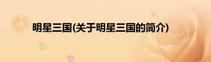 明星三国(关于明星三国的简介)