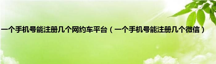 一个手机号能注册几个网约车平台（一个手机号能注册几个微信）