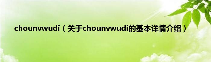 chounvwudi（关于chounvwudi的基本详情介绍）