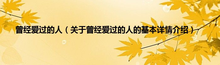 曾经爱过的人（关于曾经爱过的人的基本详情介绍）