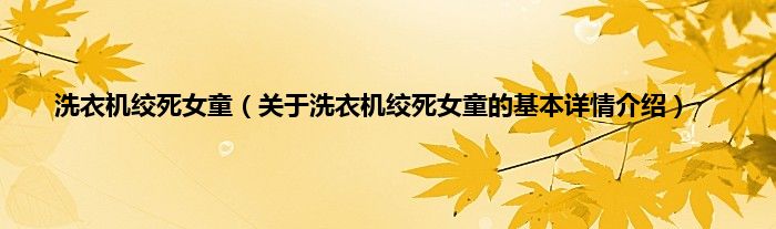 洗衣机绞死女童（关于洗衣机绞死女童的基本详情介绍）
